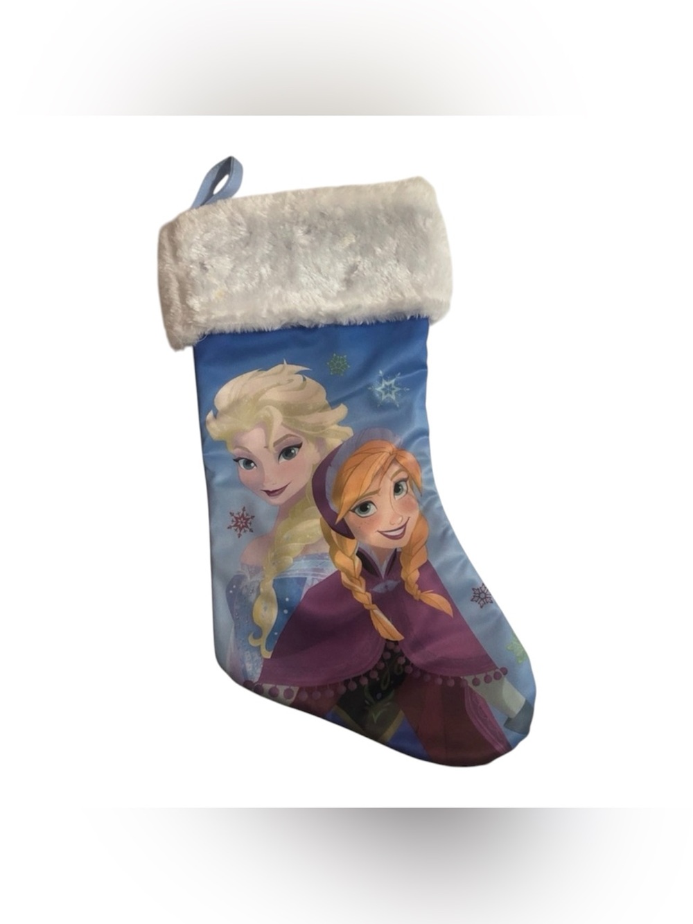 Disney Frozen Elsa and Anna Blue and White Christmas Stocking